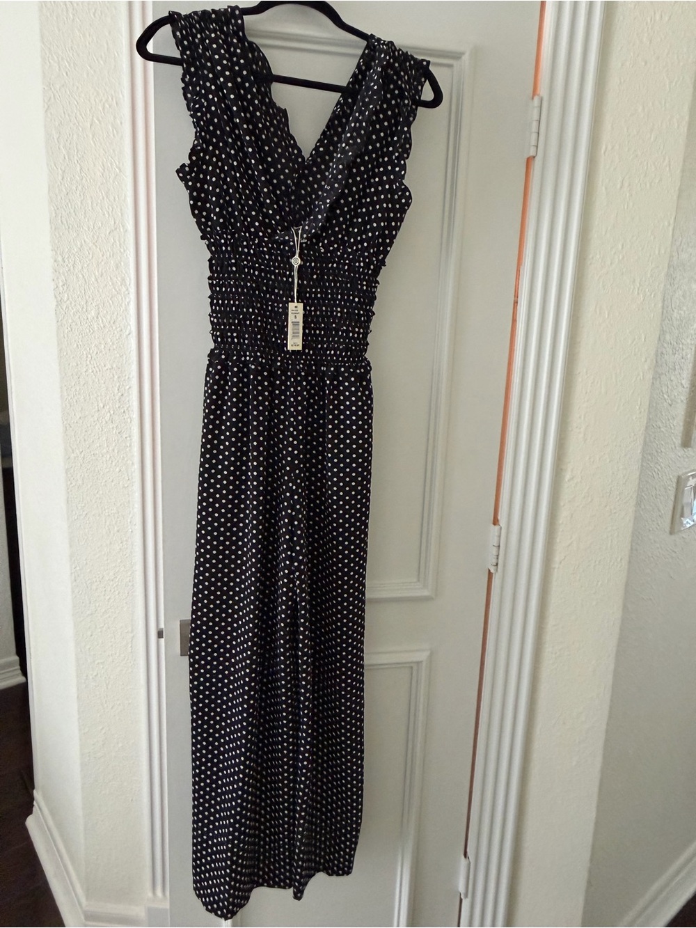 Max Studio Black Polka Dot Maxi jumpsuit
